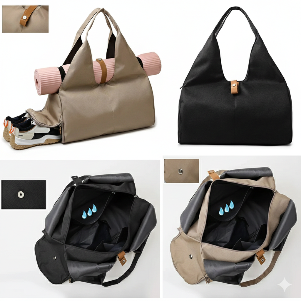 Women'S Multi-Purpose Sports Bag - Waterproof with Shoe Pocket for Yoga, Gym, and Travel